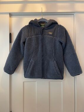 L.L. Bean Hooded Sherpa Jacket in Blue/Navy with Navy Accents Size 6x/7